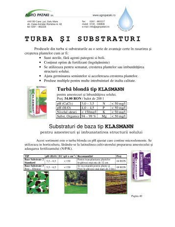 TURBA ŞI SUBSTRATURI - Agro Pataki