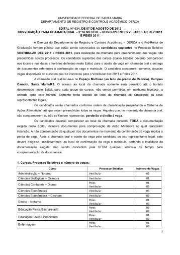 Edital nº034/2012/DERCA - Convocação para chamada oral - Ufsm