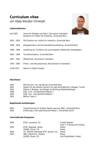 Curriculum vitae - Institut für Anatomie - Universität Bern