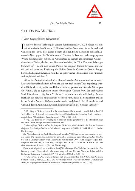 11 Der Brief des Plinius - Neutestamentliches Repetitorium - Erlangen
