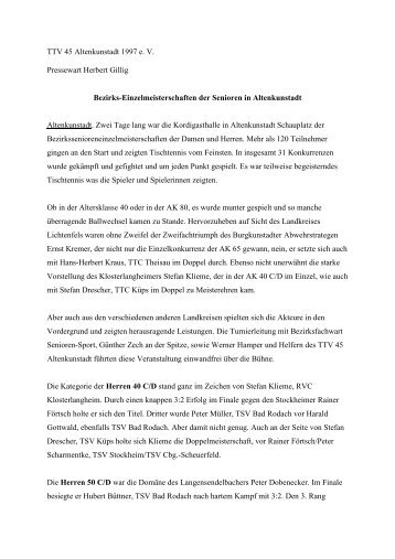 Pressebericht - TTV 45 Altenkunstadt