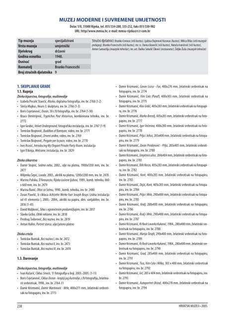 Izvješća hrvatskih muzeja 2005 - MDC