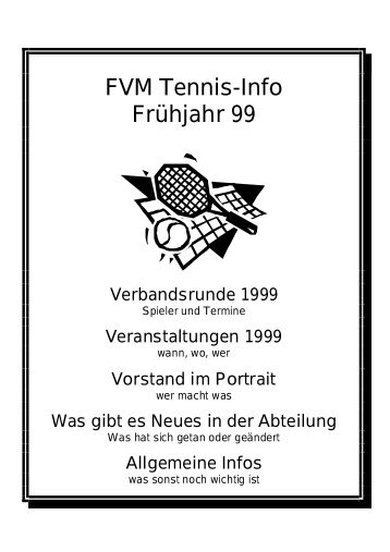 FVM Tennis-Info Frühjahr 99 - fvm-tennis.de