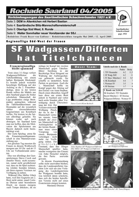 SF Wadgassen/Differten h a t T i t e l c h a n c e n - Saarländischer ...