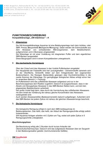 FUNKTIONSBESCHREIBUNG - SW Umwelttechnik