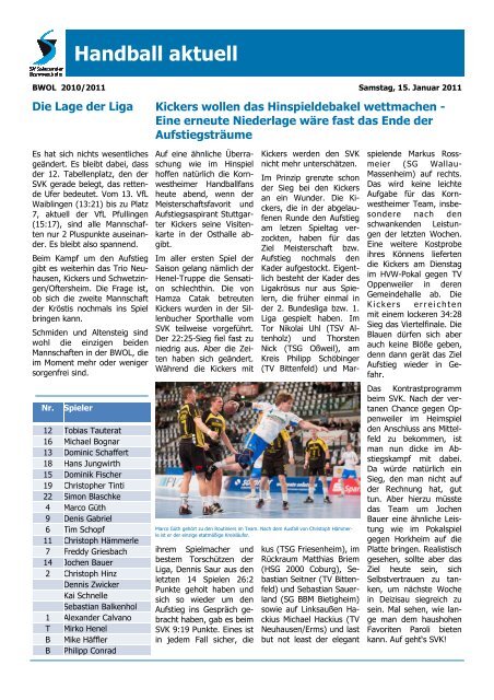 Handball aktuell - SV Kornwestheim