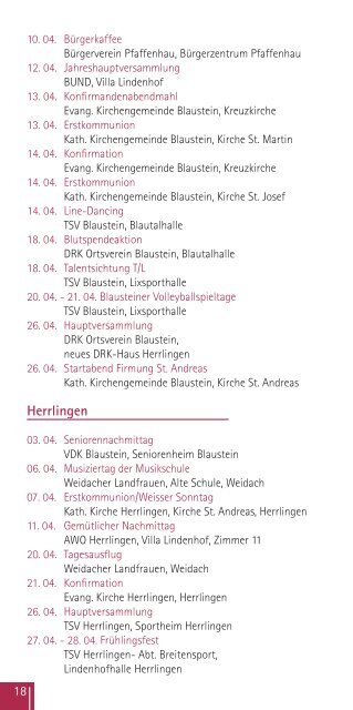 Veranstaltungskalender 2013 - Blaustein