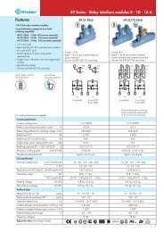 Features 49 Series - Relay interface modules 8 - 10 - 16 A - Finder