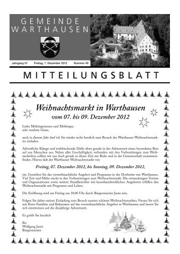 Weihnachtsmarkt in Warthausen vom 07. bis 09. Dezember 2012