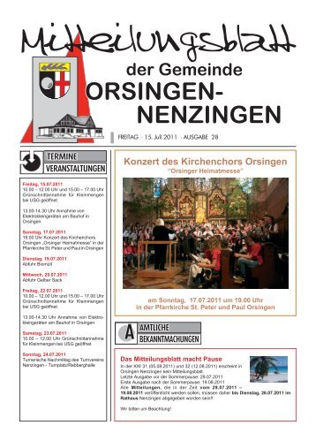 Konzert des Kirchenchors Orsingen - Orsingen - Nenzingen