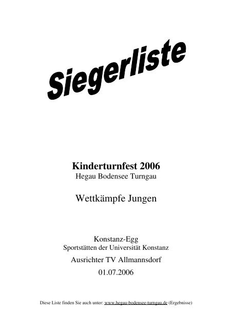 Kinderturnfest 2006 Wettkämpfe Jungen - Hegau-Bodensee-Turngau