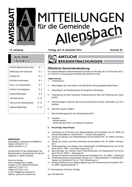 Ausgabe 14. Dezember 2012 - Allensbach