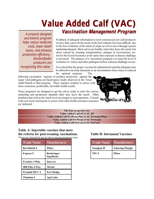 Value Added Calf Vac Texas Cattle Feeders Association