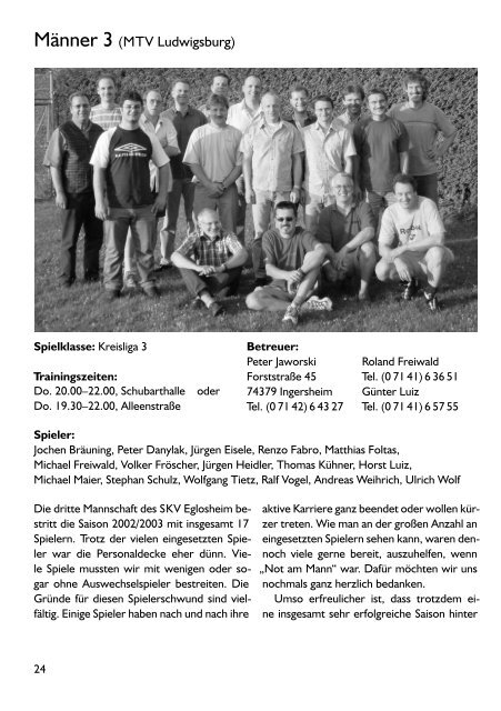 Sport - bei der SG Ludwigsburg/Eglosheim