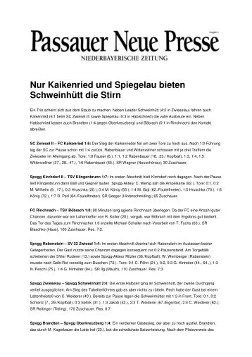 Nur Kaikenried und Spiegelau bieten Schweinhütt die Stirn - Spvgg ...