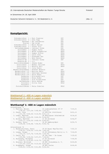 400 m Lagen weiblich Wettkampf 1: 400 m Lagen männlich