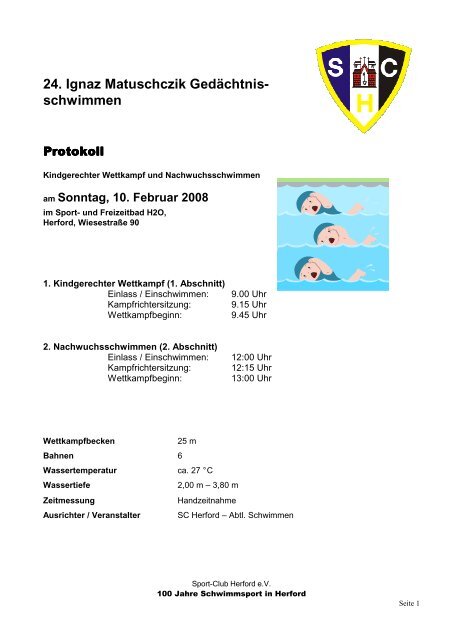 Protokoll - Sport-Club Herford - Schwimmabteilung