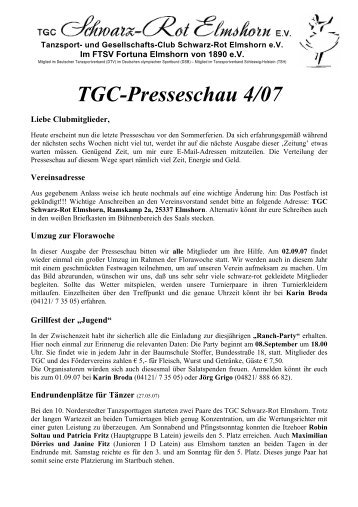 TGC-Presseschau 4/07 - TGC schwarz-rot Elmshorn eV