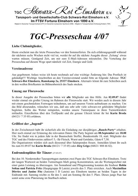 TGC-Presseschau 4/07 - TGC schwarz-rot Elmshorn eV