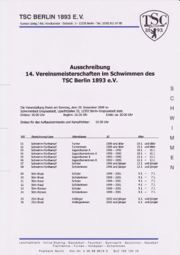 TSC BERLIN 1893 E.V. Ausschreibung L4. Vereinsmeisterschaften ...