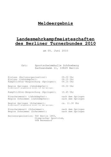 Meldeergebnis Landesmehrkampfmeisteschaften des Berliner ...