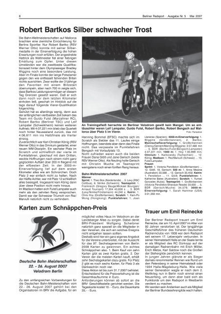 Ein Blick in die Statistik zur 55. Tour - Berliner Radsport Verband e.V.