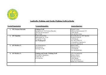 Lauftreffs, Walking - Berliner Leichtathletik-Verband eV