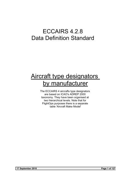 Aircraft type designators by manufacturer - SKYbrary