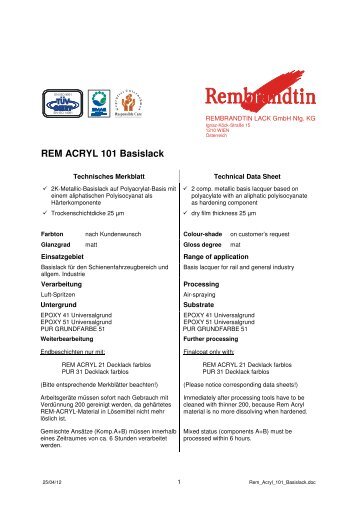 REM ACRYL 101 Basislack