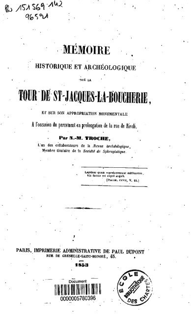 Notice historique et archeologique sur la tour de Saint-Jacques-la ...