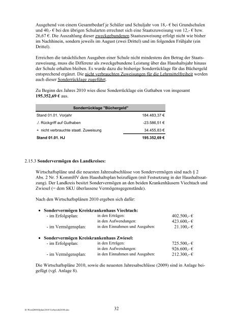 2. Vorbericht 2010 - Landkreis Regen