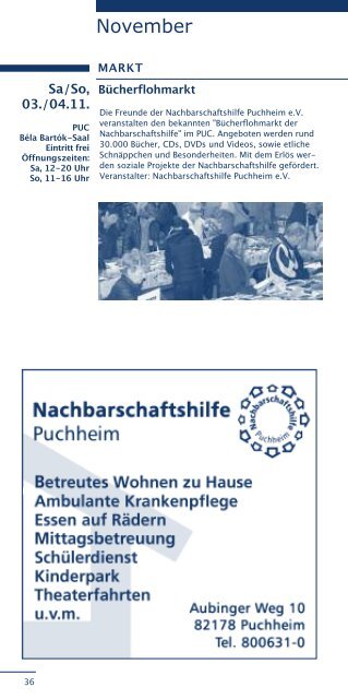 Wir sind persönlich für Sie da! - Puchheimer Kulturcentrum PUC