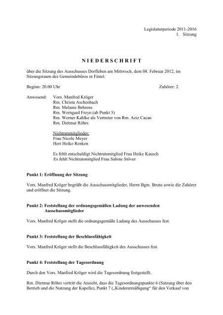 Protokoll Nr. 1 - Samtgemeinde Fintel