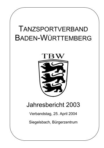 Bericht des Schriftführers - Tanzsportverband Baden-Württemberg