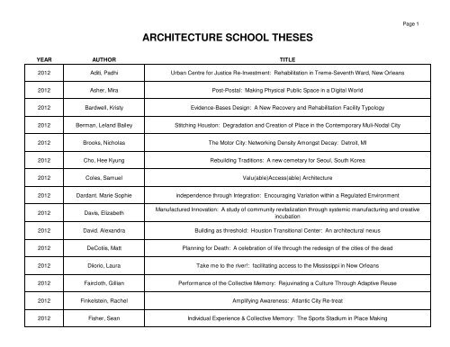 Download Thesis Index - Tulane School of Architecture - Tulane ...