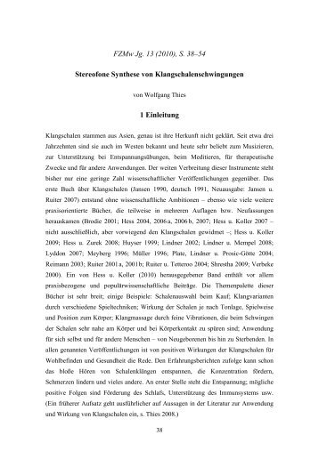 FZMw Jg. 13 (2010), S. 38–54 Stereofone Synthese von ...