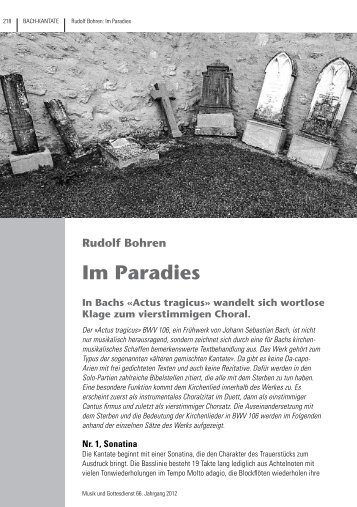 Im Paradies - zu Bachs "actus tragicus"