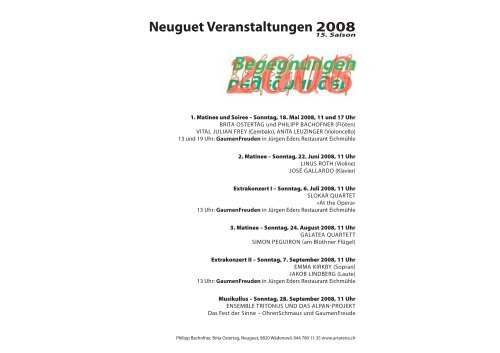 Generalprogramm 2008 als herunterladen - ArtArena
