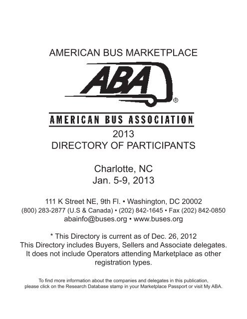 Directory of Participants - American Bus Association