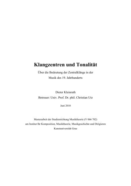 Klangzentren und Tonalität - Musiktheorie / Musikanalyse ...