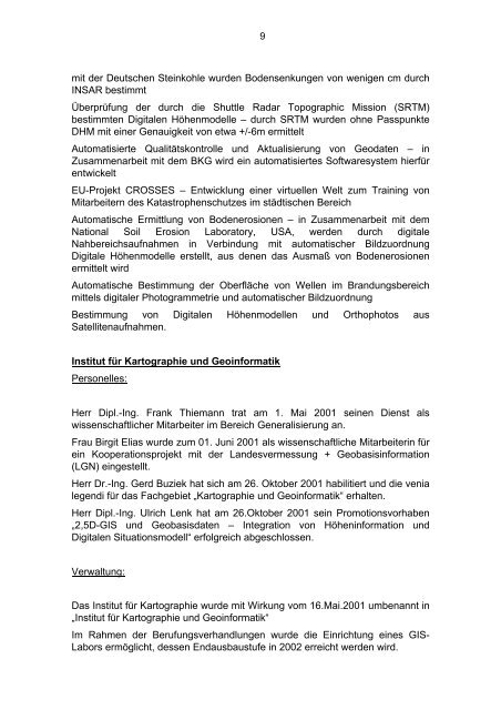 Berichtsheft 2001 - Förderergesellschaft der Geodäsie und ...