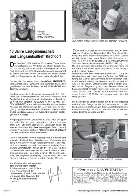 10 Jahre Laufgemeinschaft und Langsamlauftreff Kirchdorf