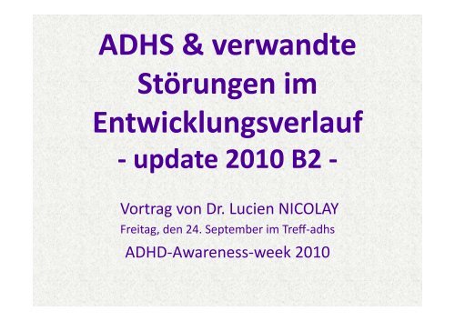 20.b ADHS & Verwandte Störungen im Entwicklungsverlauf