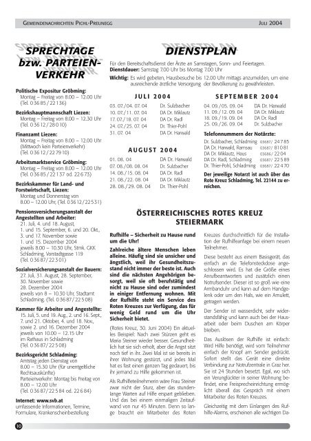 Pichl Gem. Ztg. Juli 2004 - Tourismusverband Pichl-Mandling