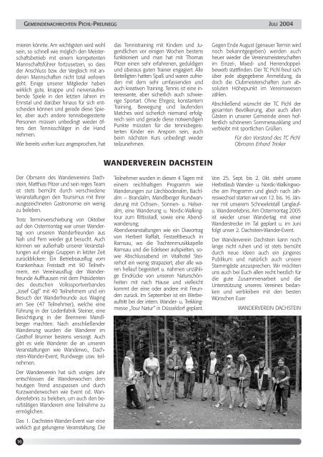 Pichl Gem. Ztg. Juli 2004 - Tourismusverband Pichl-Mandling