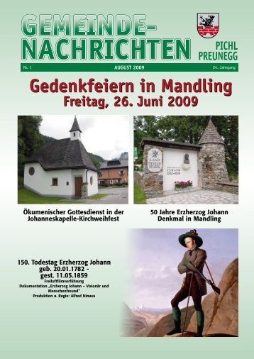 Gedenkfeiern in Mandling - Tourismusverband Pichl-Mandling