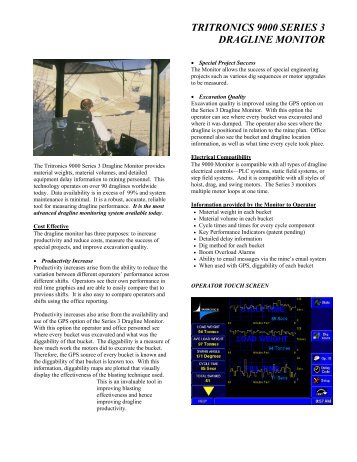 tritronics 9000 series 3 dragline monitor - Thunderbird Mining Systems