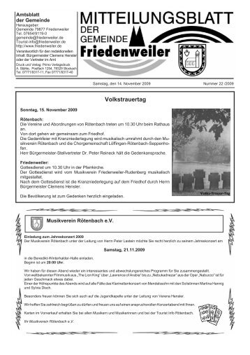 Volkstrauertag - Friedenweiler