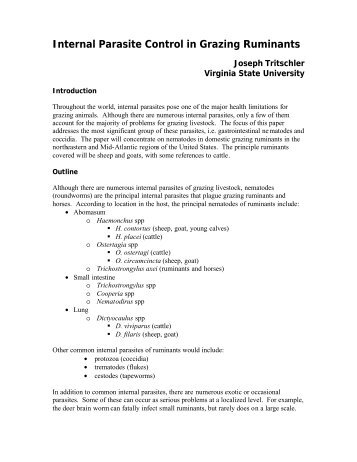 Internal Parasite Control in Grazing Ruminants