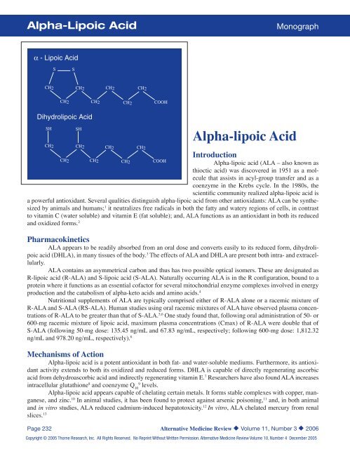 Alpha-lipoic Acid - Thorne Research